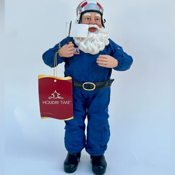 Holiday Time Other - Vintage Holiday Time Aviator Santa Claus Figurine Pilot Christmas Decor wi Tags